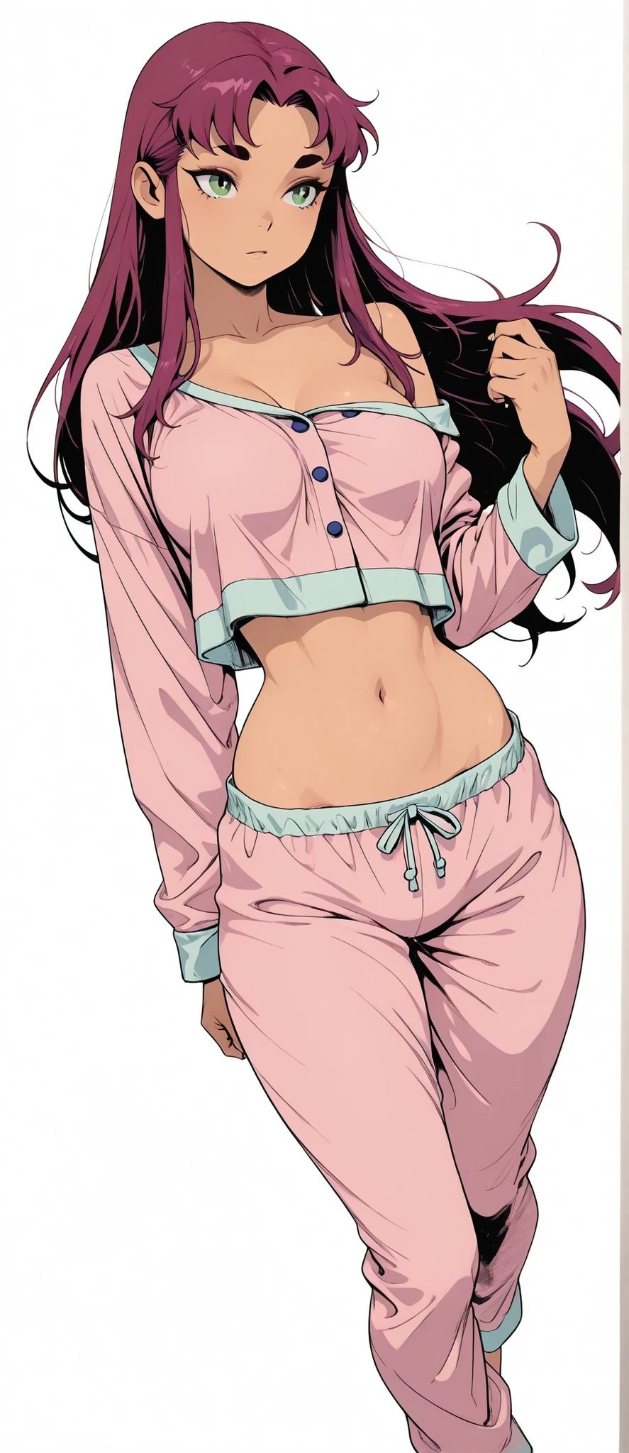 月夜の屋上で少女がギターを抱えて水塔のそばに座っている