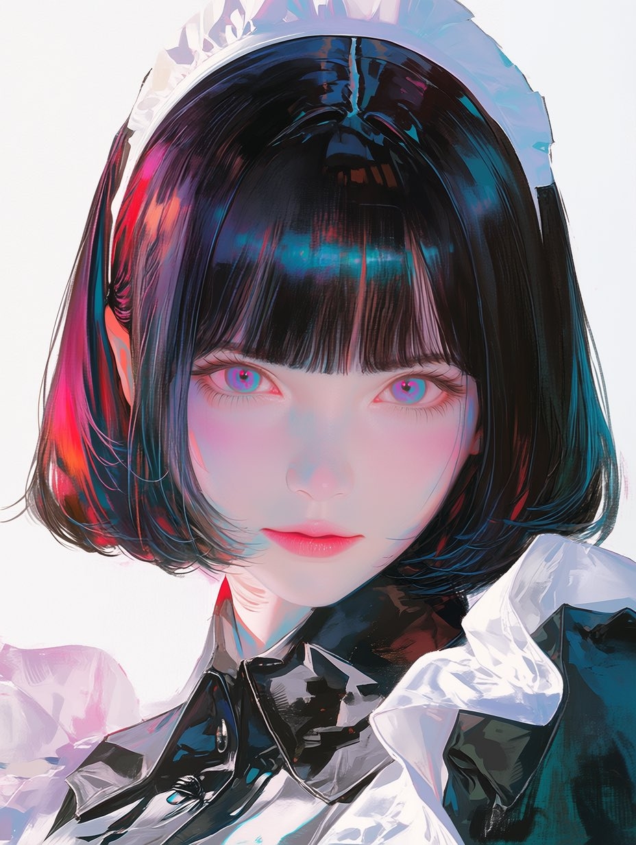 Bust illustration of a girl in a maid outfit