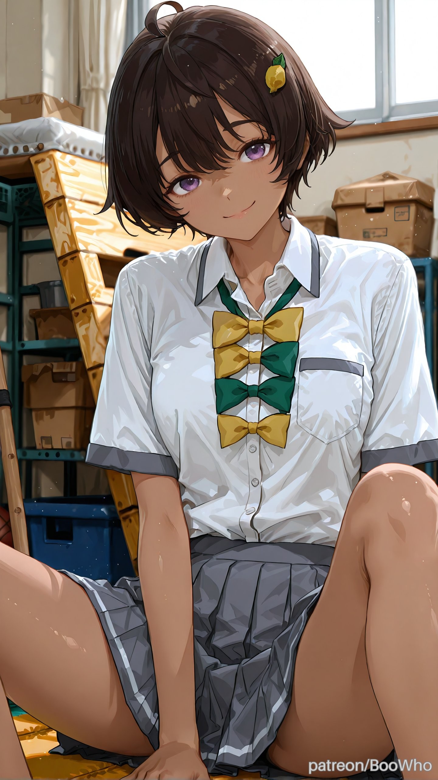 少女在儲物室中展現出青春活力