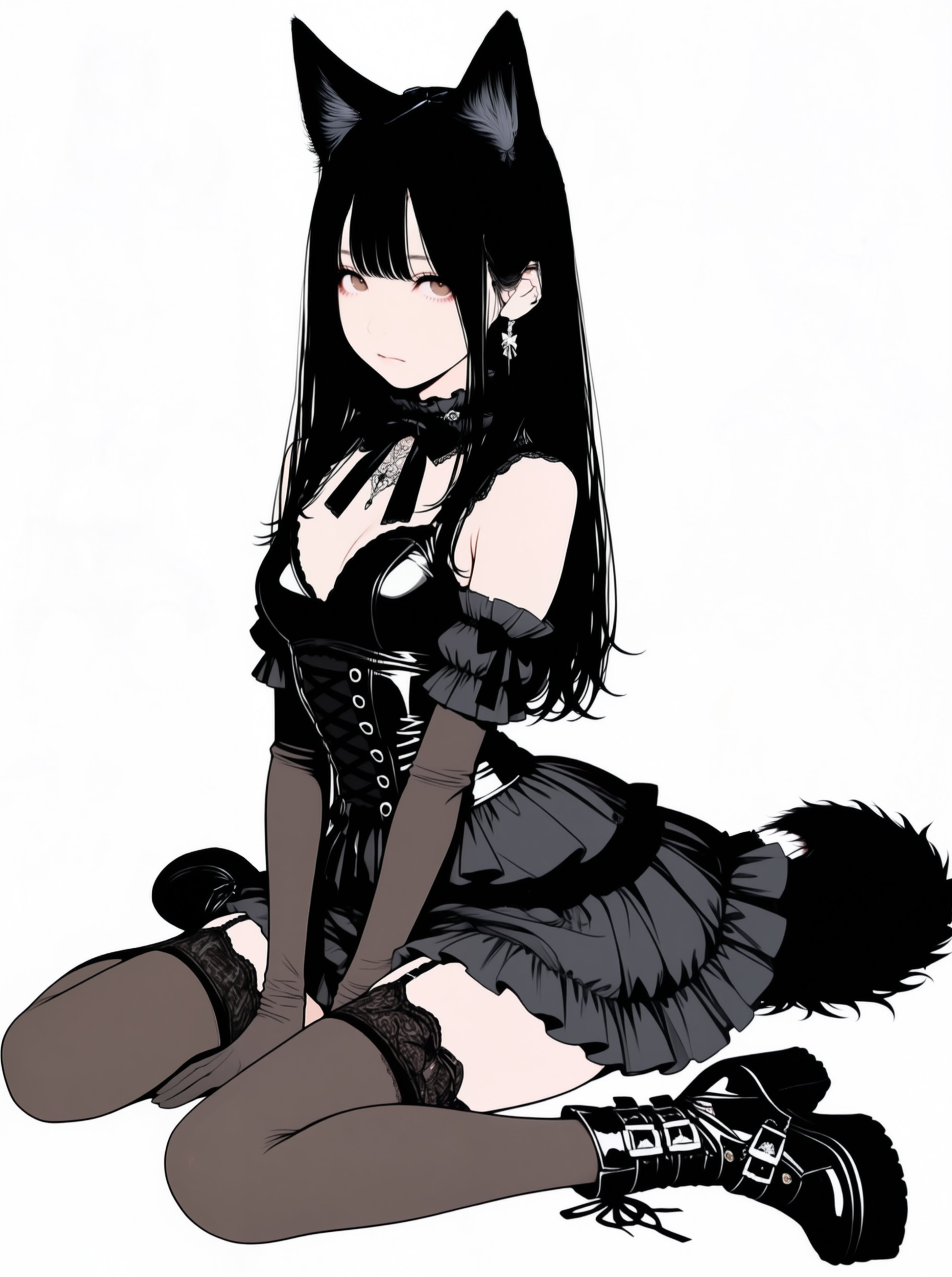 Dark gothic anime girl smartphone wallpaper