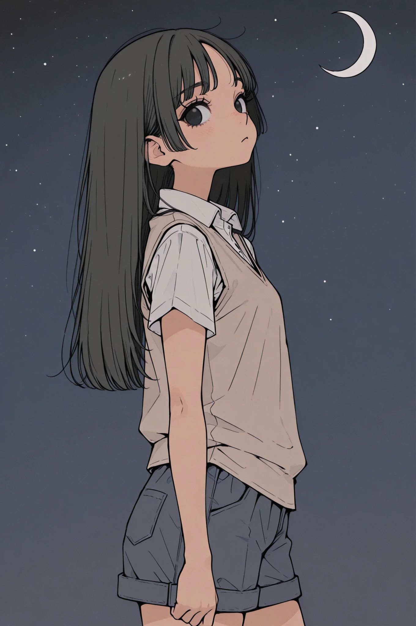 A girl is gazing at the night sky