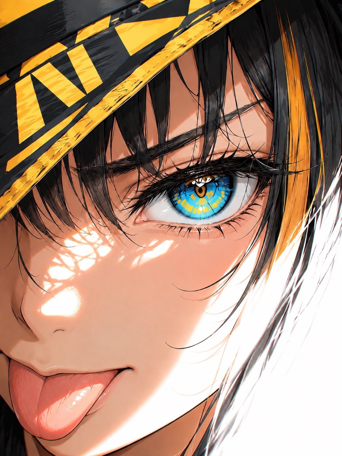 A girl with black hair is enjoying sunshine and happy moments