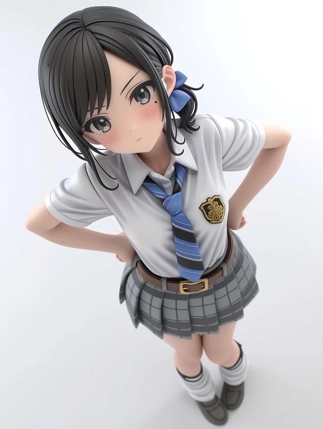 Confident schoolgirl character in uniform