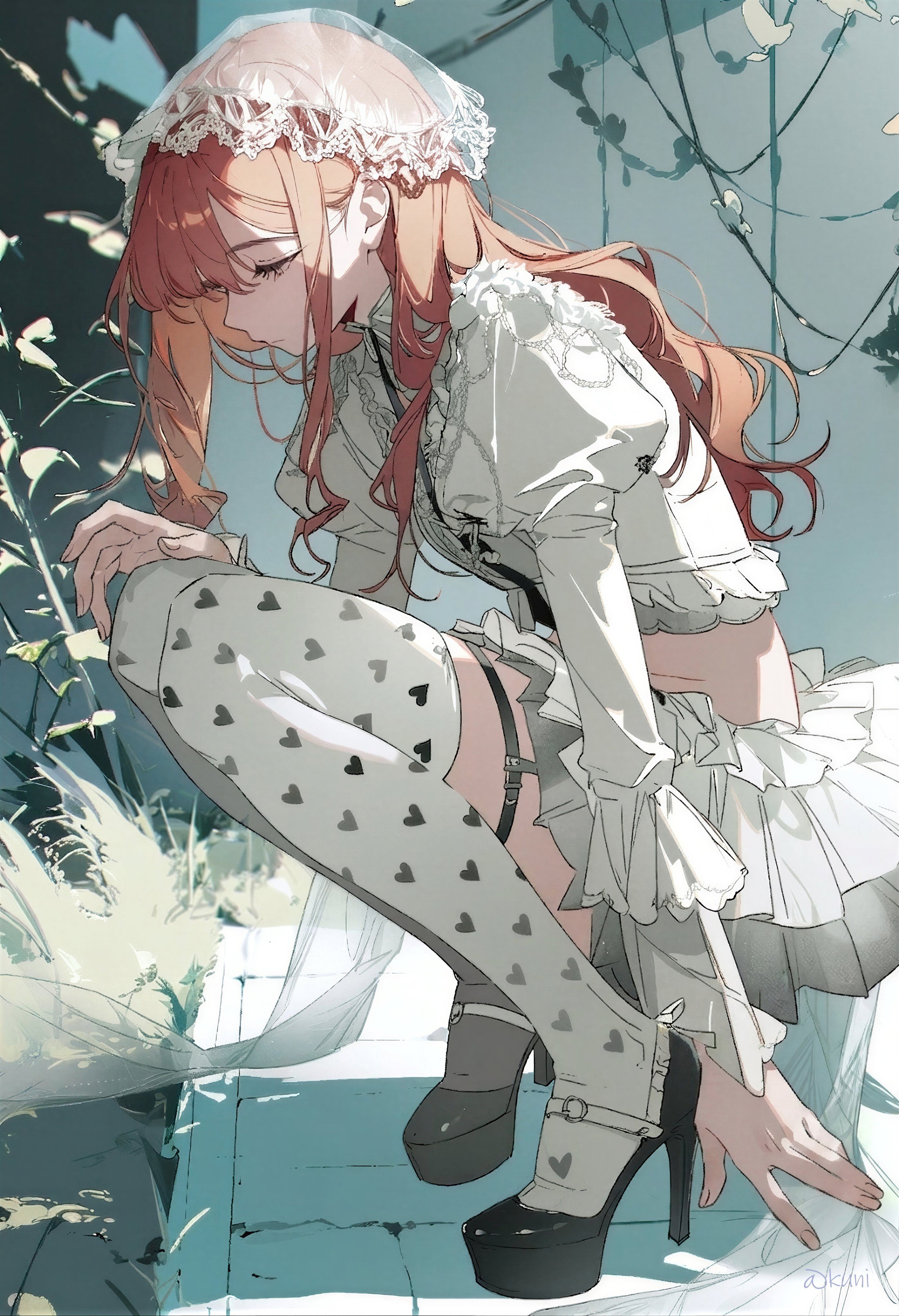 Une jeune femme anime portant une robe de style victorien