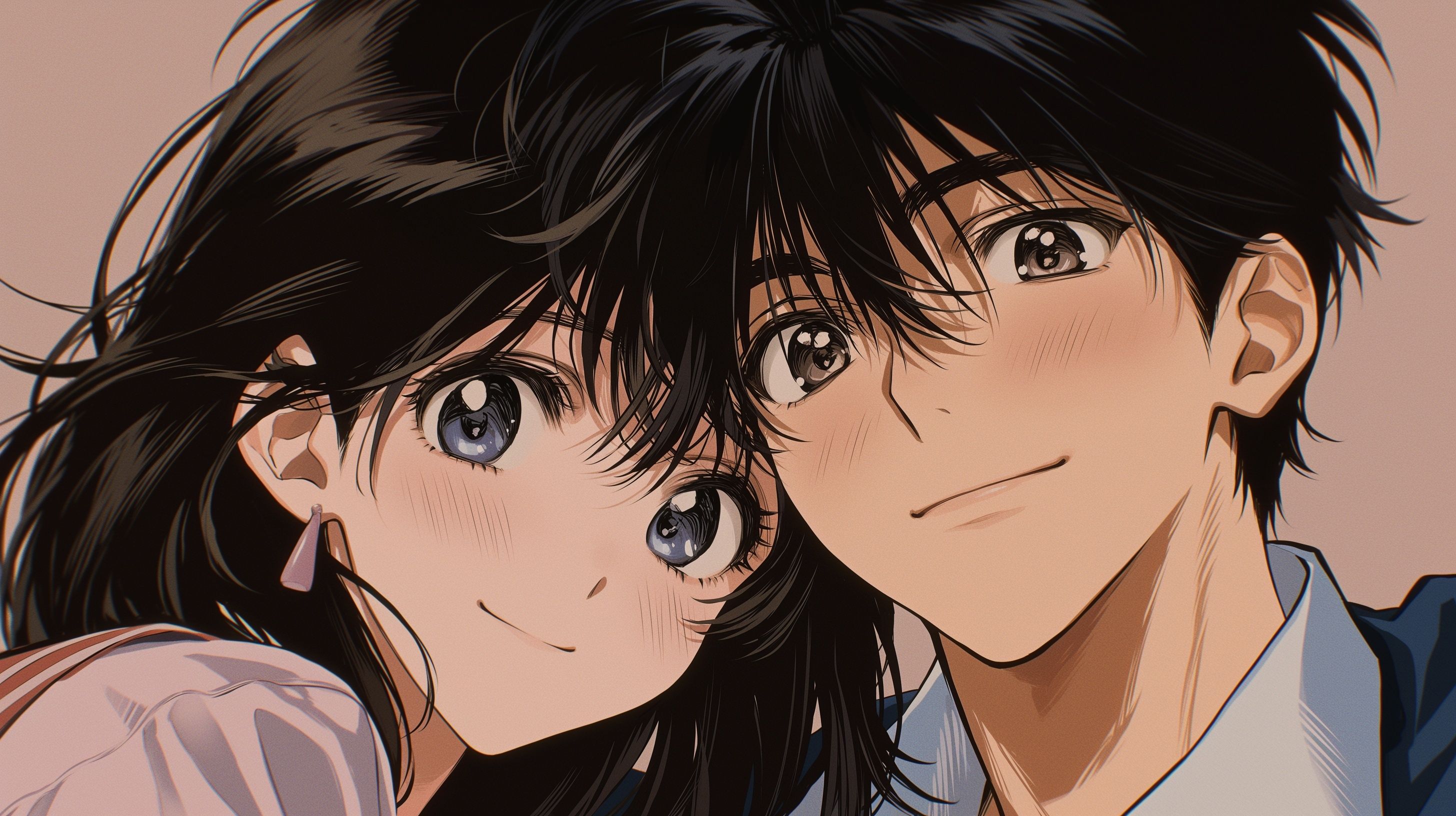 Esta animación japonesa presenta una pareja de cabello negro, evocando la atmósfera de los años 80