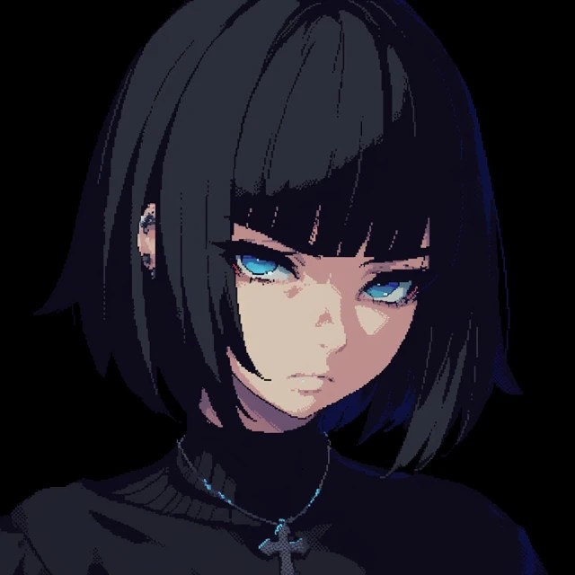 cold female character pixel art avatar