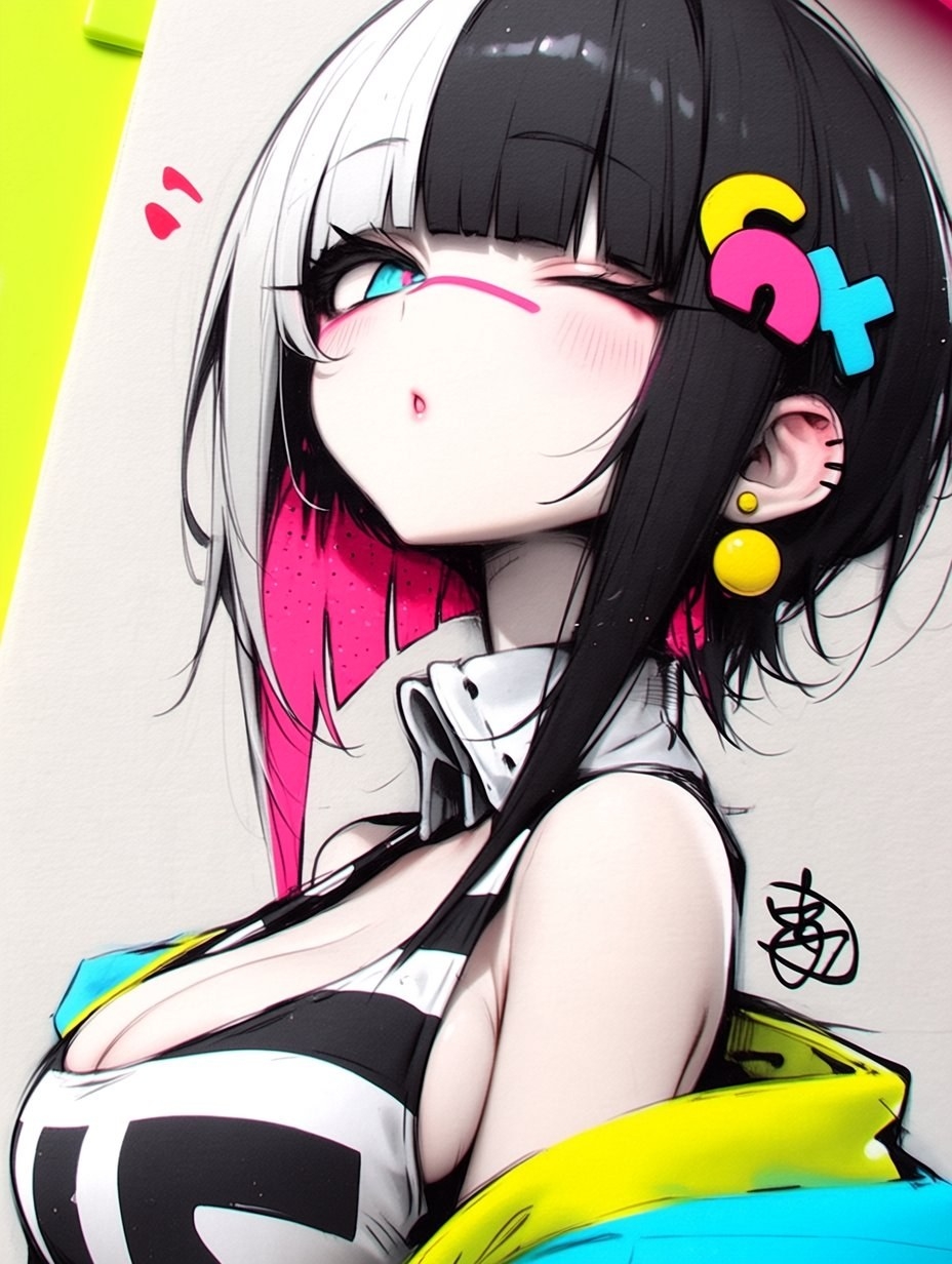 Female character showcases a unique design in anime style