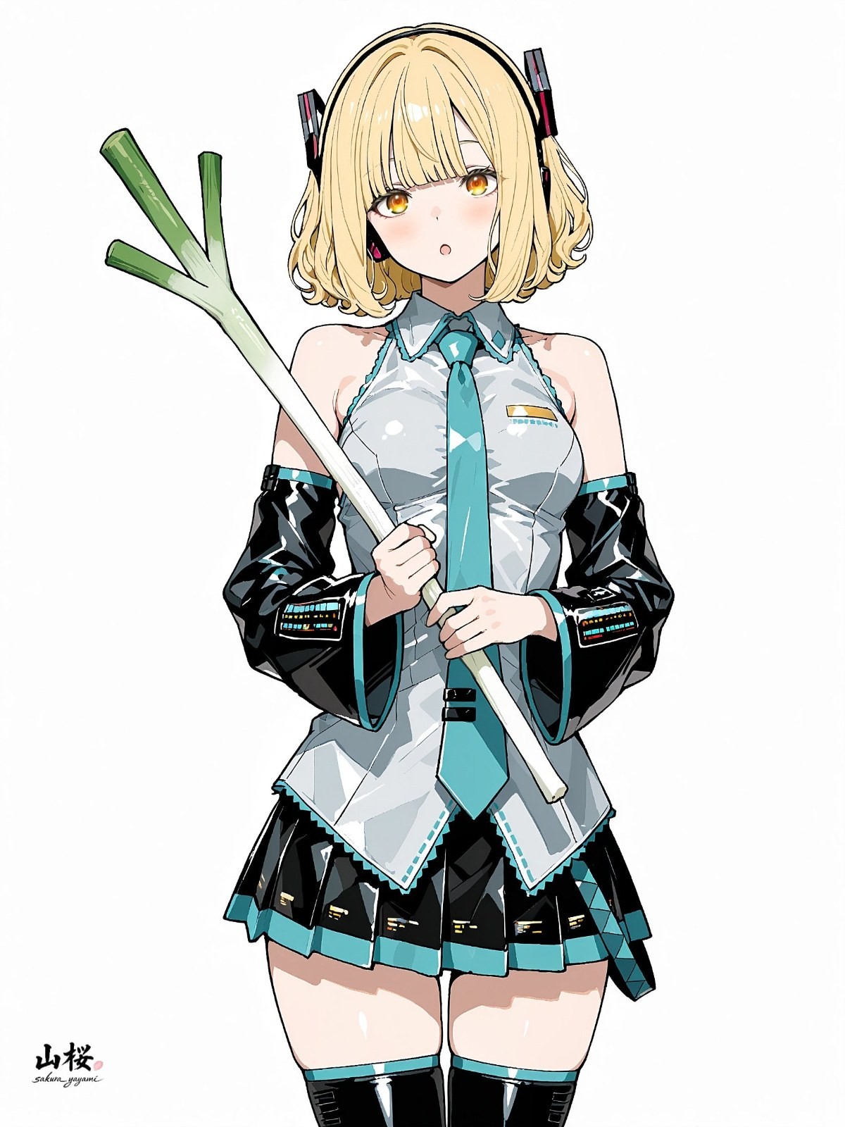 A blonde anime-style female character wearing fashionable clothing