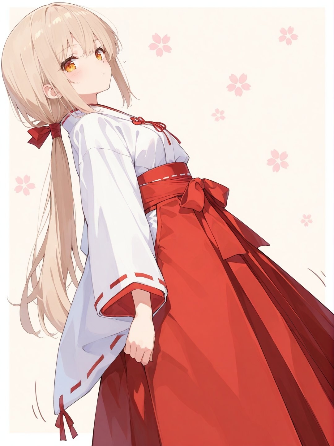 Ein blondes Mädchen trägt ein traditionelles Priesterinnen-Outfit