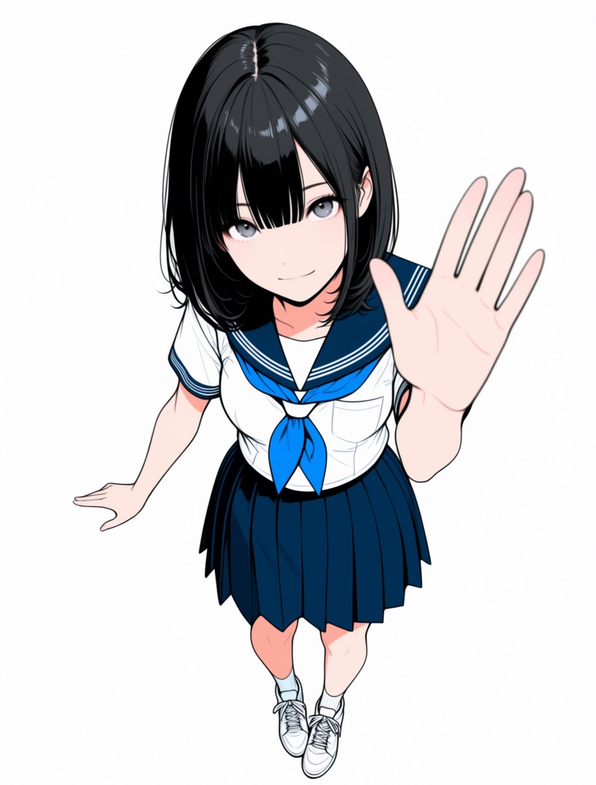 Garota de estilo anime vestindo um uniforme de marinheiro japonês