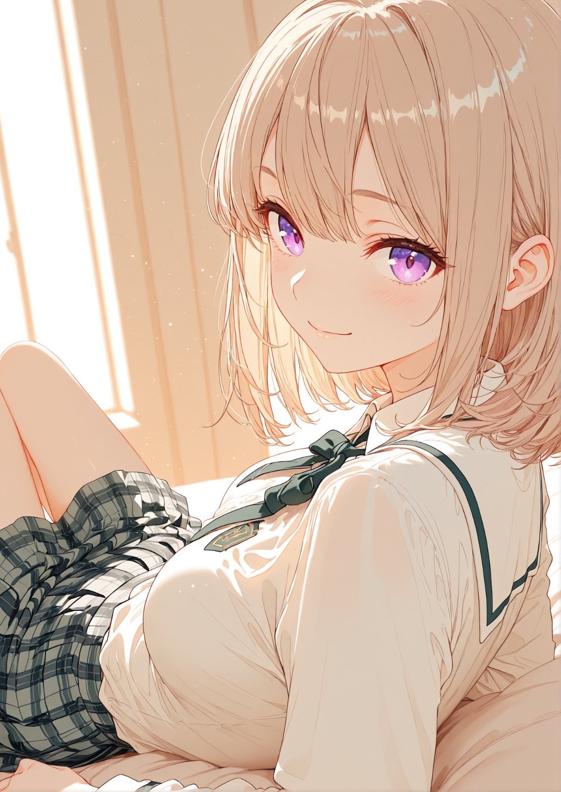 An anime girl is wearing a white sailor outfit