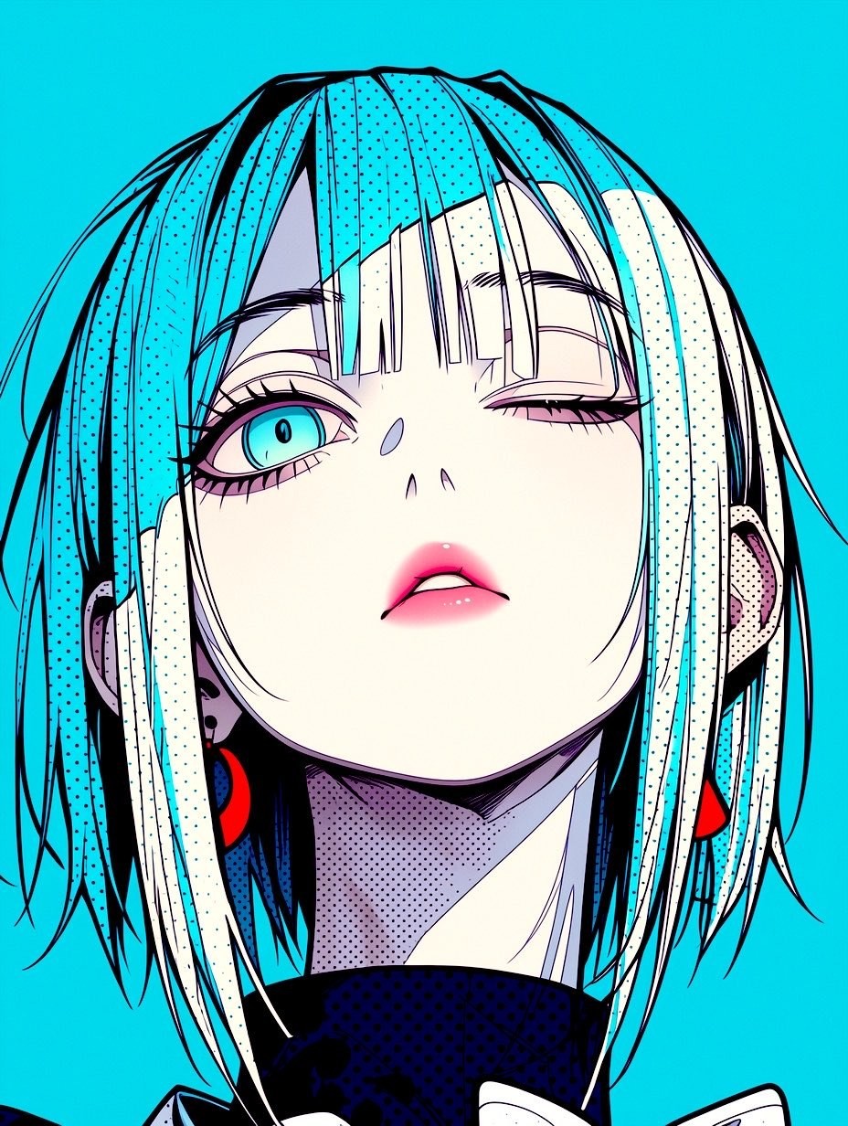 Close-up of a pop art style anime girl