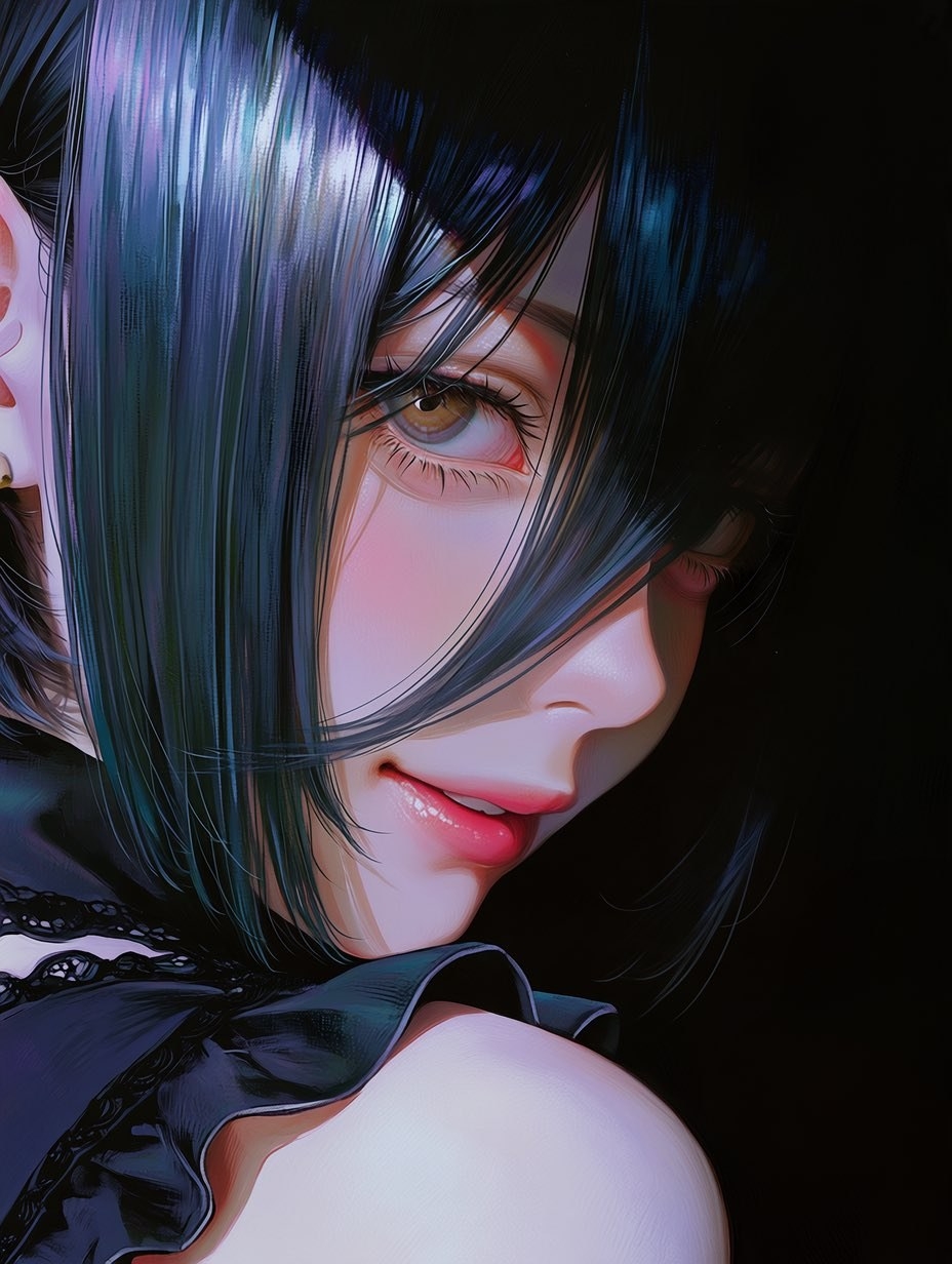 Close-up shot showcasing the charm of a short-haired woman