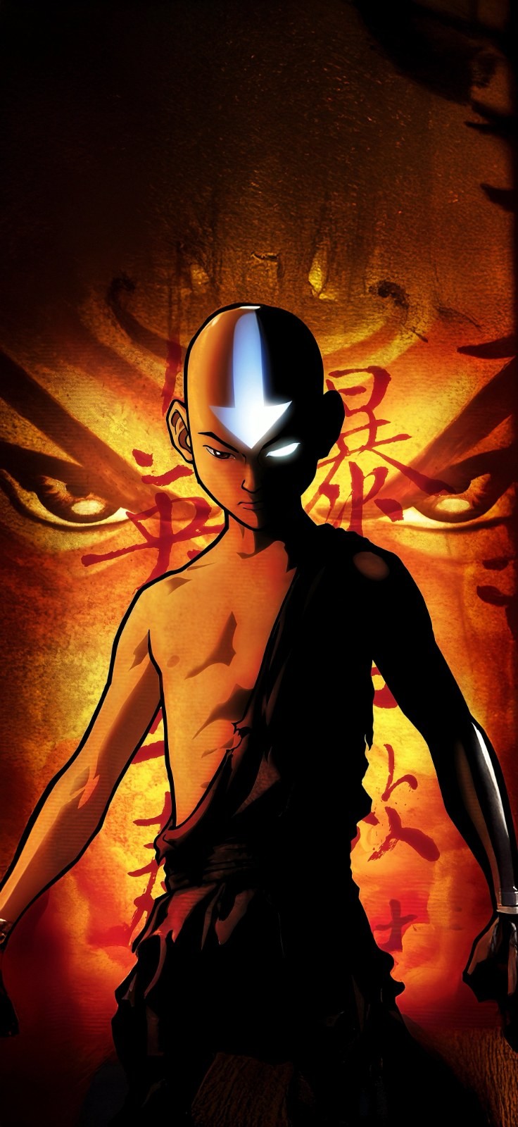 A bald boy displays strong shadow contrasts and a solemn demeanor