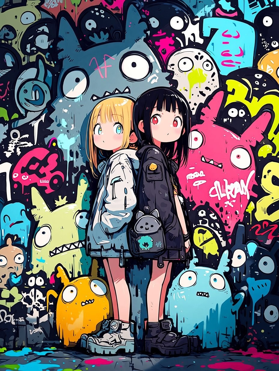 Deux filles présentent leurs styles uniques dans la mode urbaine