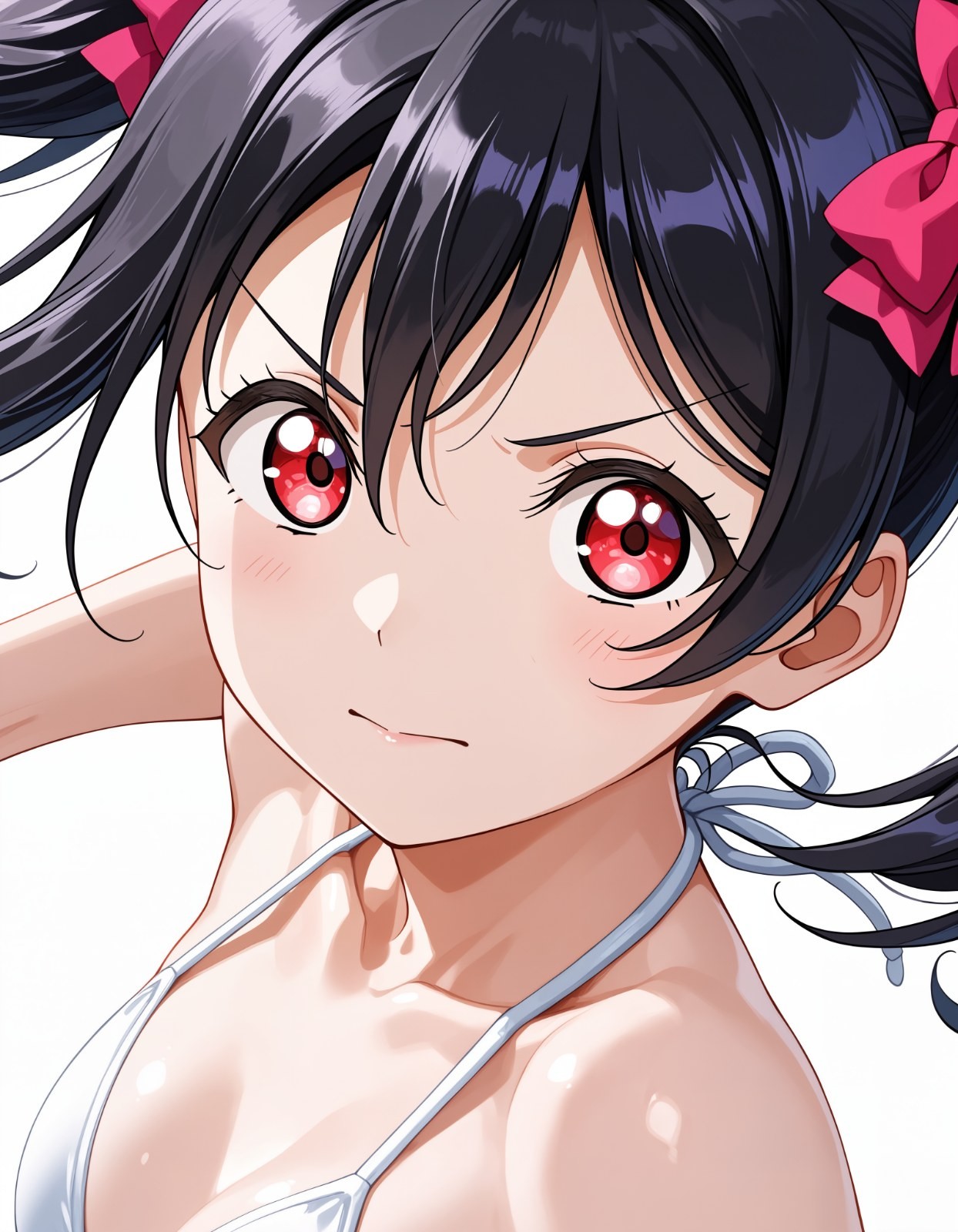 C'est une illustration en gros plan d'une fille dans le style anime