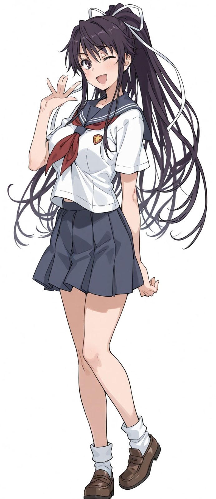 Purple-haired sailor-uniform girl full-body illustration
