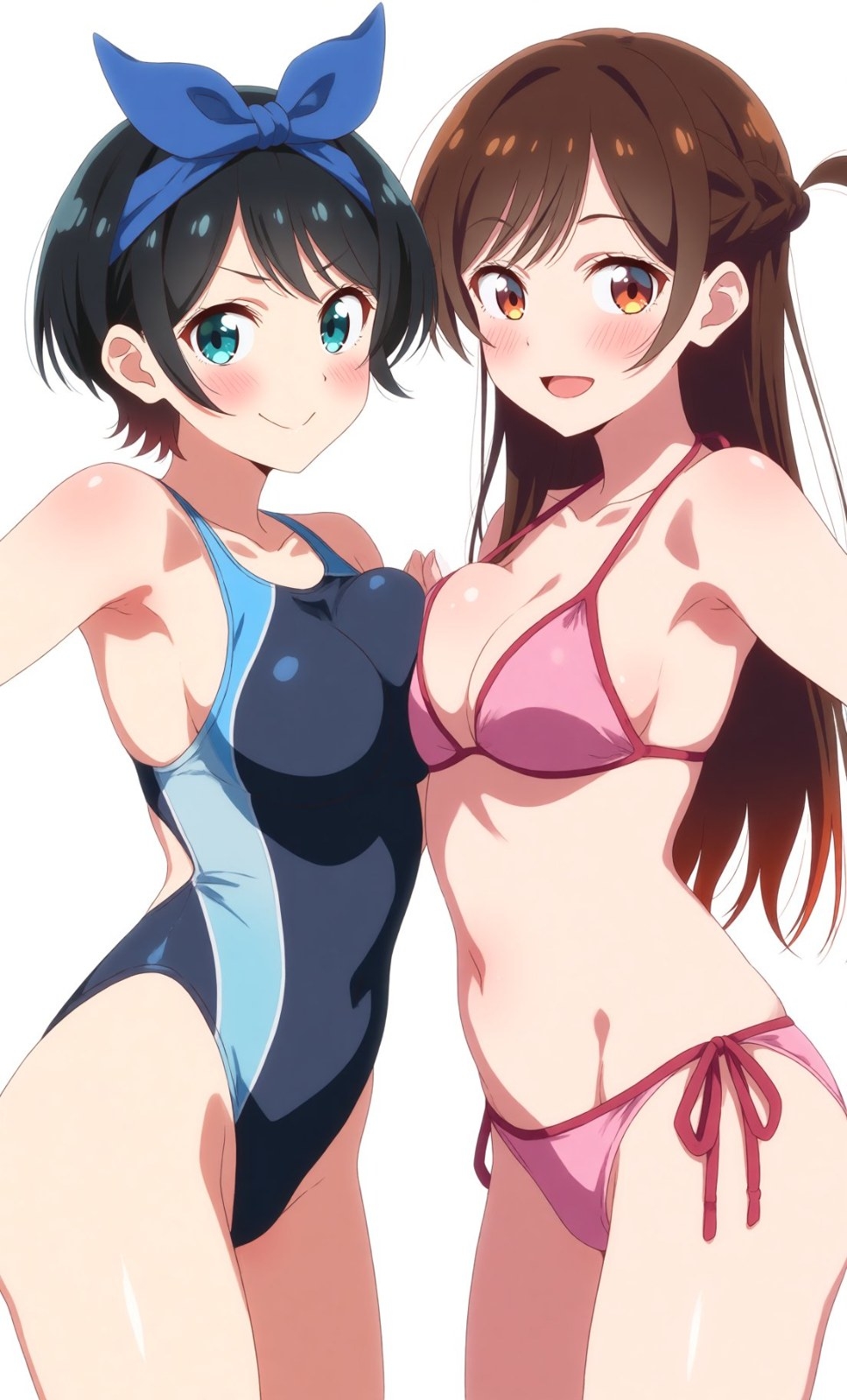 Deux filles anime en maillot selfie