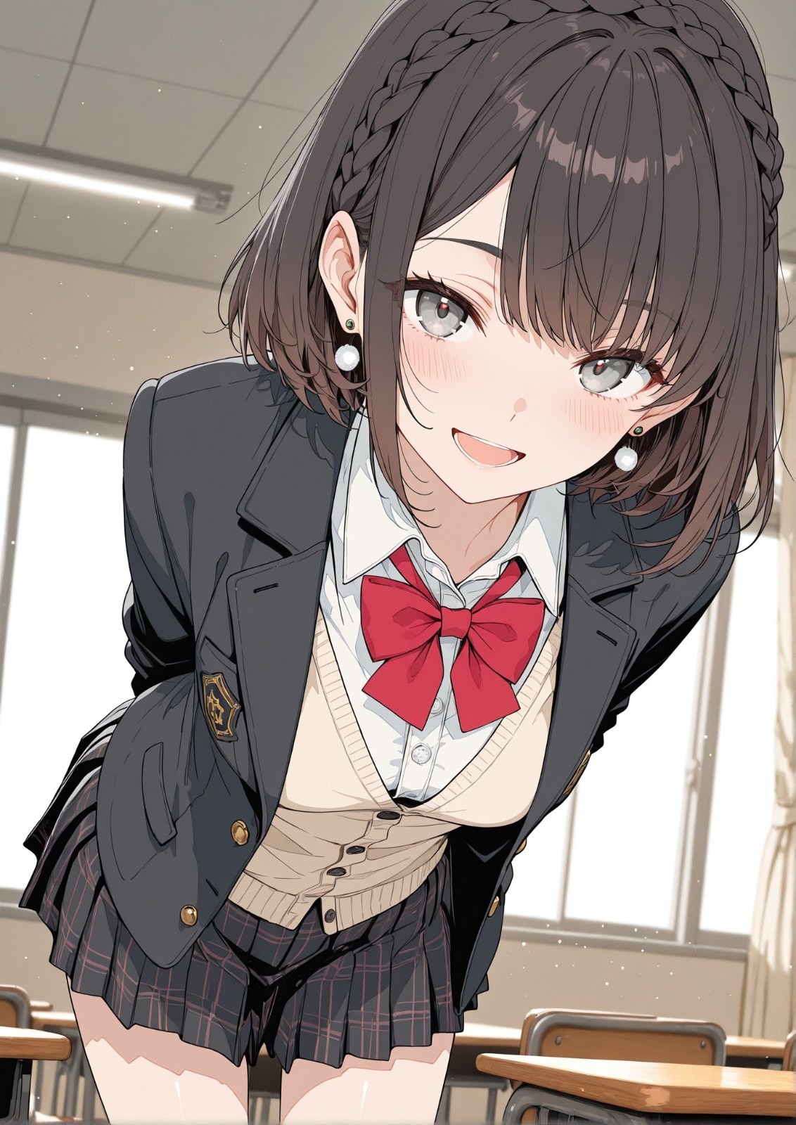 一位校服少女微笑靠近镜头