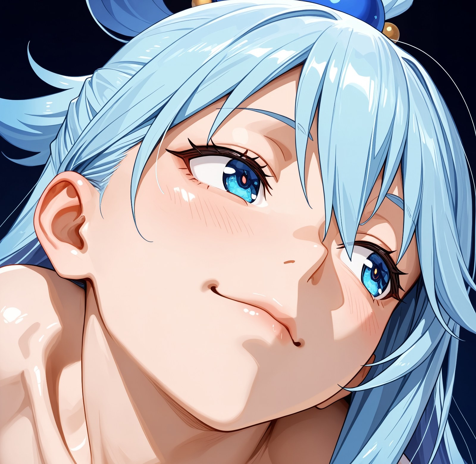 This is a delicate anime illustration featuring a female character with long light blue hair