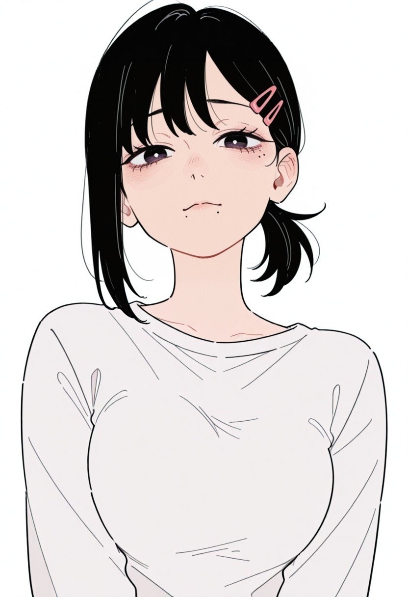 日式動漫風黑短髮紫眸少女半身插畫